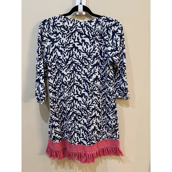 LILLY PULITZER Popover Tropical Floral Tunic Fringe Cover Up Size XS Dress‎ - Image 2