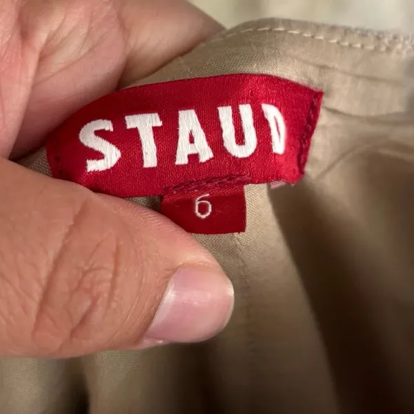 Staud 100% Linen Beige Wide Leg Jumpsuit Belt Missing Size 6 - Image 3