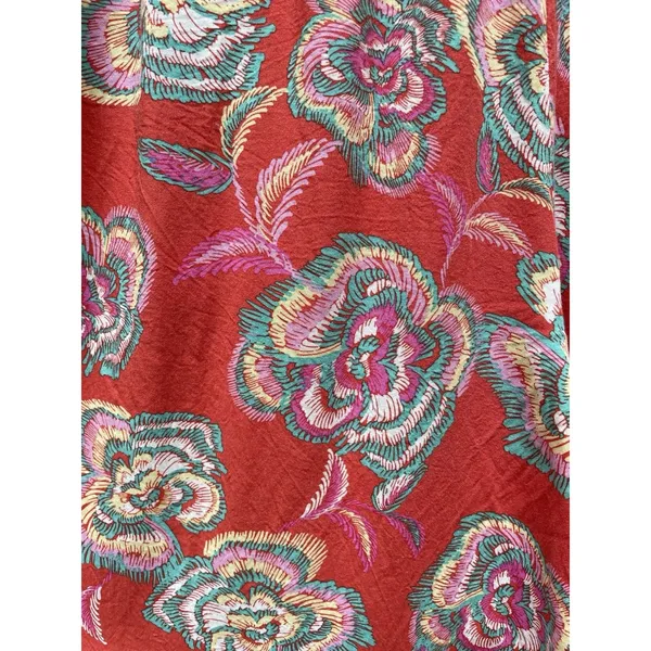 Resort Boho Floral Wide Leg Pants Z Supply Dante Tango Red Cruise Rayon M - Image 14