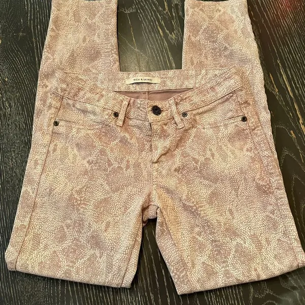 Rich & Skinny Women's Size 24 Pink reptile print Skinny Jeans Stretch Denim - Image 6
