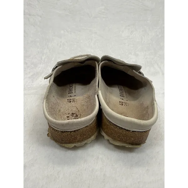Birkenstock Leather Clogs Mules Buckle Slides‎ Neutral Size 40 US 9 - Image 6