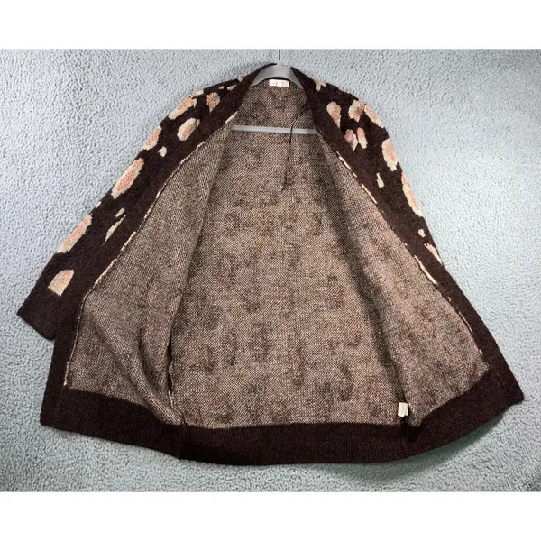 Mystree Leopard Print‎ Long Cardigan Swater Women Small Open Front Metallic - Image 3