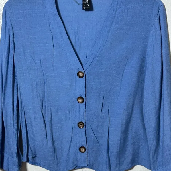 Cuidado‎ Con El Perro Women Blue Button Down Blouse Size S. - Image 4