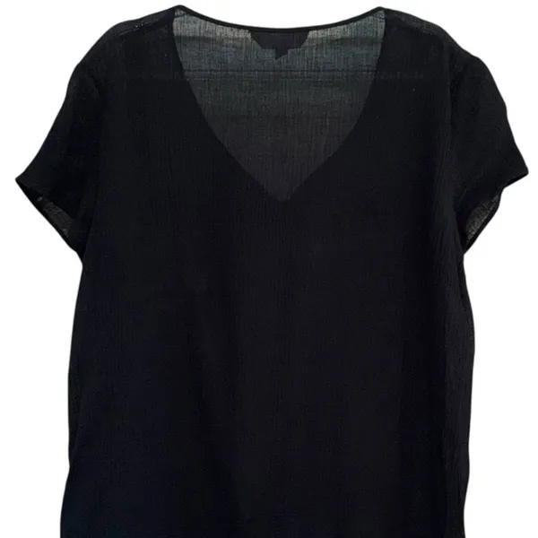 Vince Camuto Short Sleeve Top, Tunic Blouse Womens Size Medium Black - Image 4