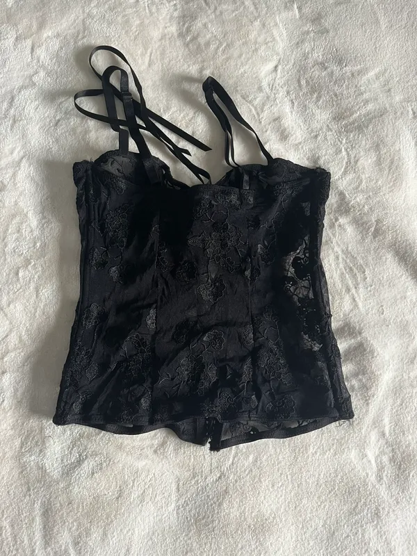 Pretty Little Thing Black Corset Lace Top - Image 5