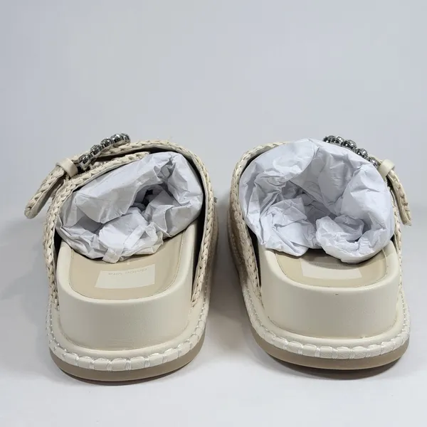 Dolce Vita Size-6.5 Women's Shauny Crystal Buckled Slide Sandals‎ Beige - Image 6