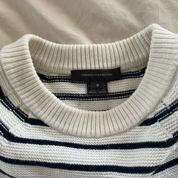 French Connection Black and White Striped Sweater - Image 3