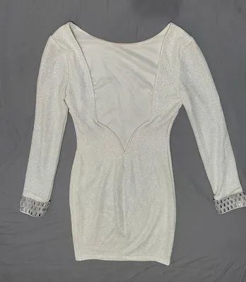 City Studios Shiny White Long Sleeve Dress - Image 2