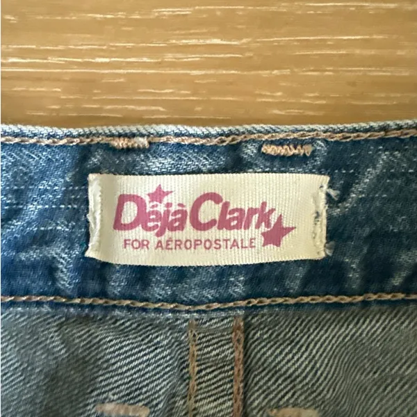Deja Clark for Aeropostale Jeans Super Baggy 8 Ball Cherries Size XS Reg Blue - Image 3