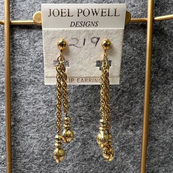 Vintage Joel Powell Designs Clip Earrings Gold - Image 2