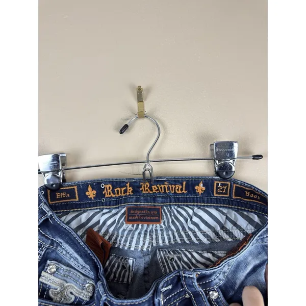 Rock Revival Jeans Womens 27 Effie Boot Cut Low Rise Rhinestone Flap Pockets - Image 10