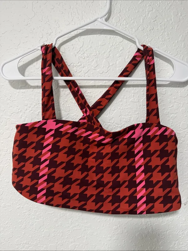 NWOT Offline by Aerie Red & Pink Patterned Crop Bralette Size XL - Image 2