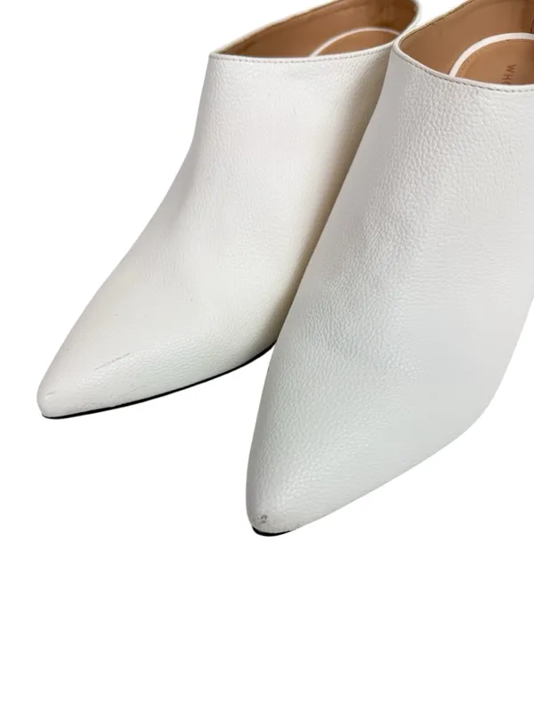 Who What Wear White Pebbled Vegan Leather Point Toe Heeled Mule Silver Size 9 - Image 4