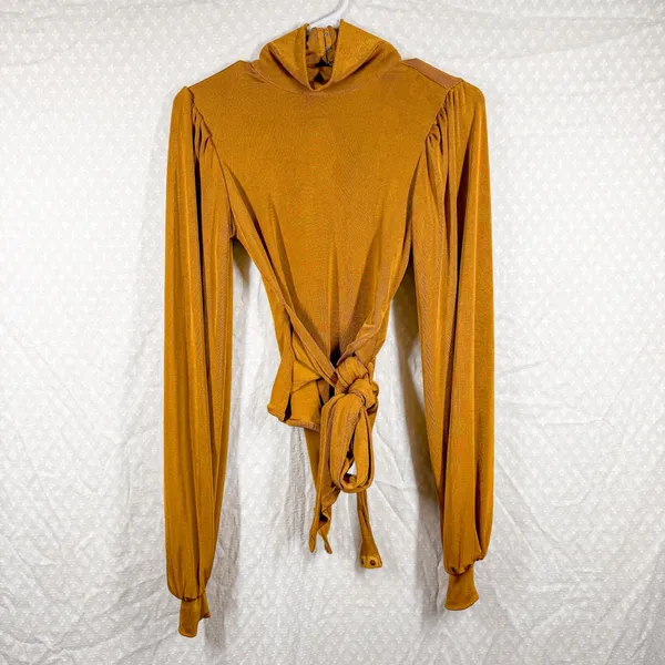 Free People‎ Intimately Orange Gold Turtleneck Bring It Back Bodysuit - Image 2