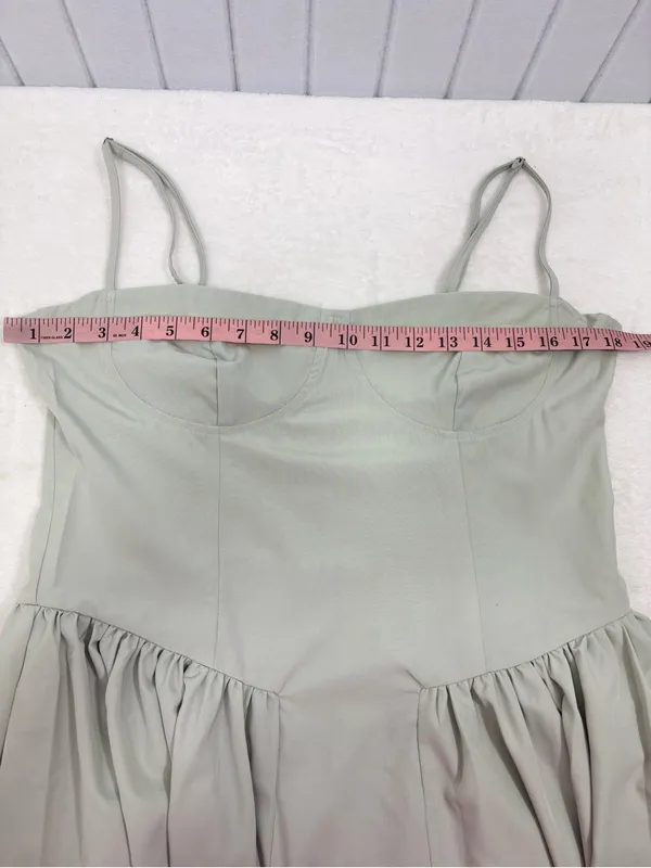 RIHOAS Sage Green Square Neck Pocket Slip Bustier Midi Dress Size L - Image 7