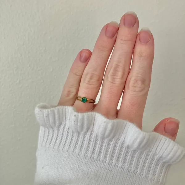 Petite Adjustable Birthstone Fashion Ring “Blessing” Green Emerald Forest Round Jewelry - Image 2