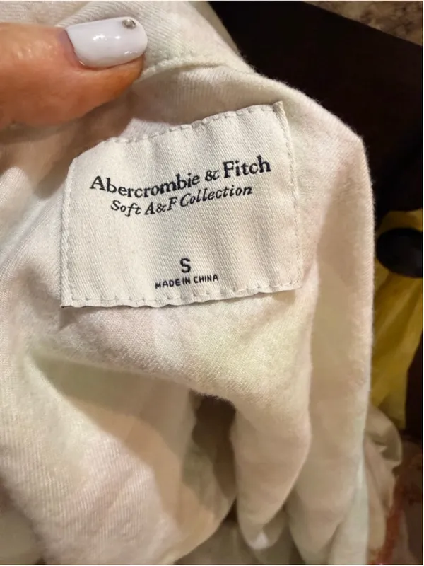 Women's Abercrombie & Fitch Plaid Button Down Shirt S White Green - Image 6