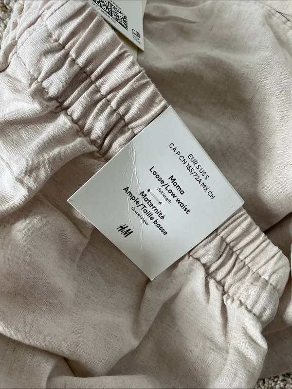H&M MAMA Sz Small Before & After Linen-Blend Pants - Image 3
