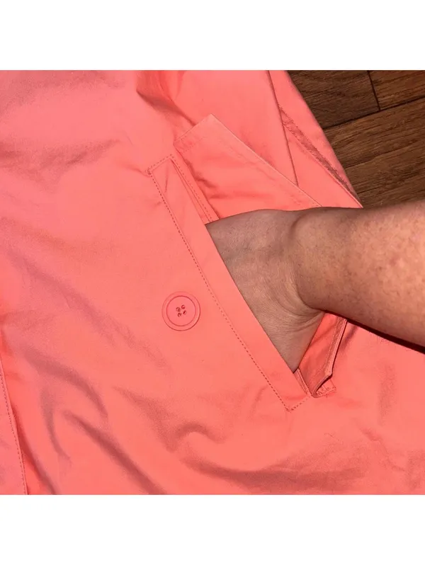 GAP Women's Vibrant Coral Pink Trench Coat Hidden Buttons Pockets Trendy Cotton - Image 7