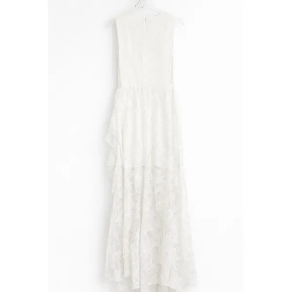 ONE33 Social White Lace Ruffle Midi Dress Size 4 High-Low‎ Formal Bridal Party - Image 5