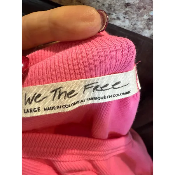 Women's We The Free Pink Ribbed V-Neck Tank Top L - Image 8