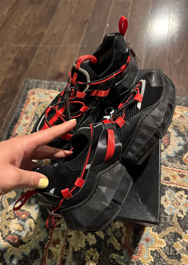 Sneakers Black Genuine Leather Size 7 - Image 2