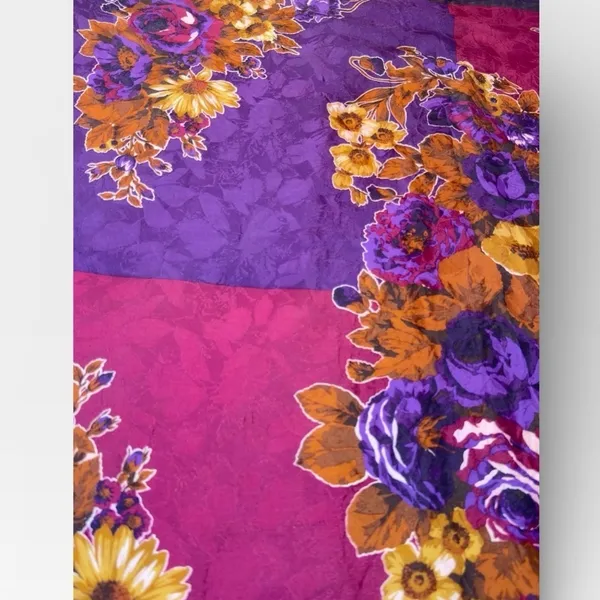 Bally Vintage Silk Floral Square Scarf Purple Magenta 34x34 Designer - Image 5