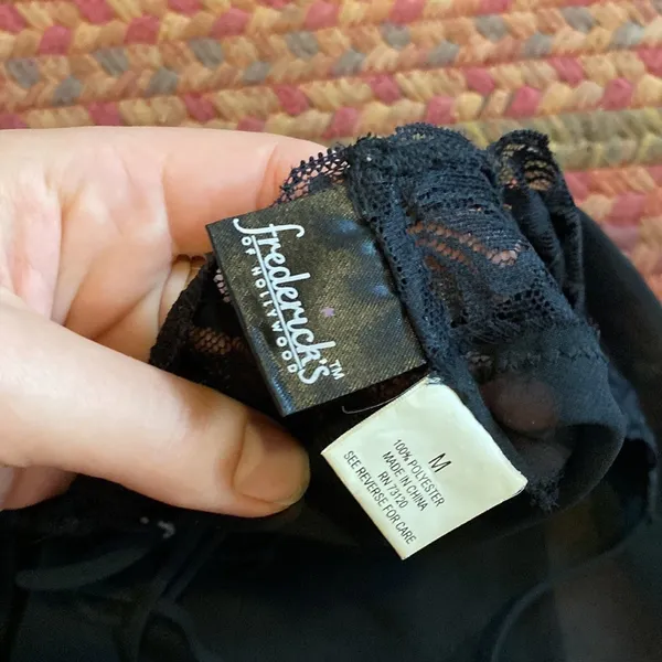 Vtg Fredericks Of Hollywood Black Sheer Lingerie Chemise Slip Dress - Image 7