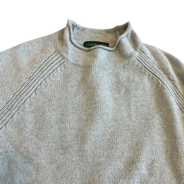 J. Crew Always Light Blue Merino Wool Pullover Sweater Mock Neck Cozy Sz Small - Image 3
