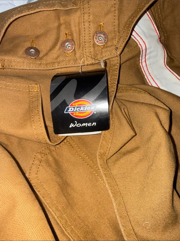 NWT DICKIES Women's Relaxed Fit Bib Overalls Duck Brown Pockets Medium - Image 7