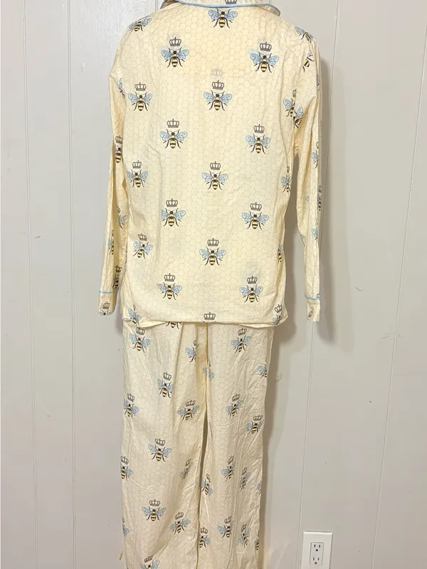 The Cat’s Pajamas Luxe Pima Queen Bee Honey Bee Pajama Set Size S - Image 6