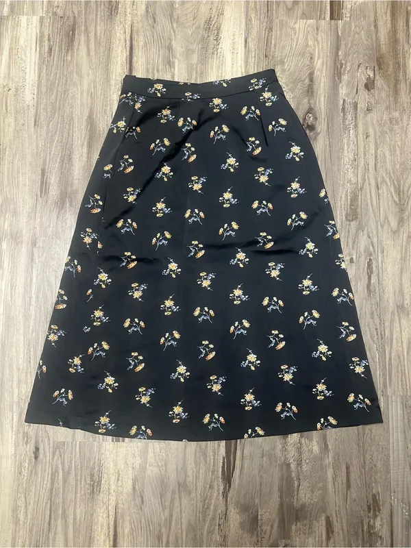 Madewell Marseille Daisies Side Button Satin Midi Skirt Size 2 - Image 5