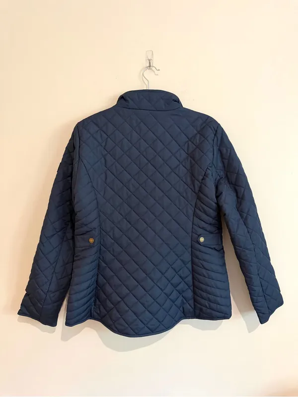 Tommy Hilfiger Navy Quilted Zip Front Jacket Preppy Size Medium - Image 8