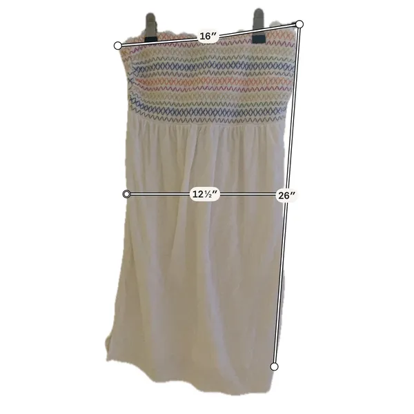 Wild Fable White Smocked Rainbow Embroidered Strapless Mini Dress XS - Image 4