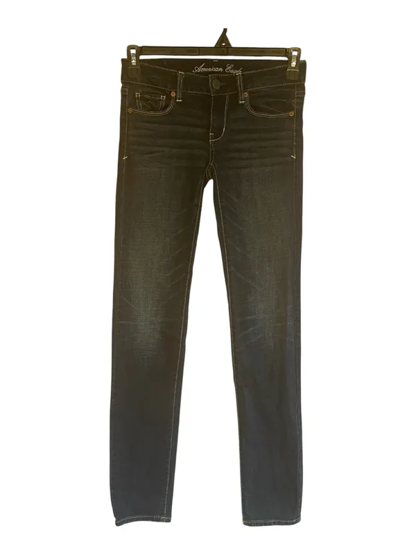 American Eagle Jeans Women’s 2 Skinny Stretch Dark Blue Wash Low Rise - Image 2