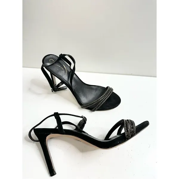 Sam Edelman Sandals Womens Size 6.5 Black Faux Leather‎ Open Toe Daisie Heels - Image 7