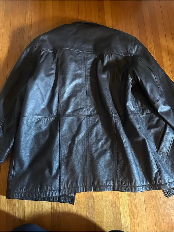 Vtg Field Gear Black Leather Jacket, Size 1X - Image 11