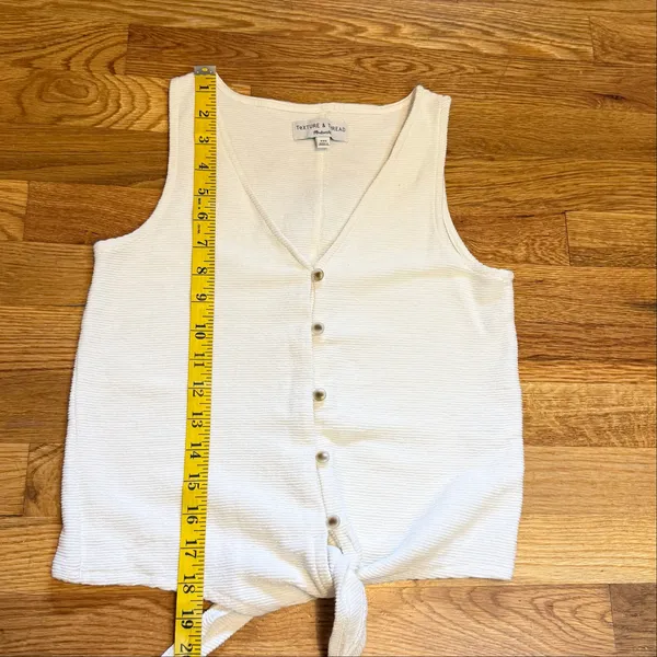 Texture & Thread Madewell Women’s XXS Cream Top Button Vest Sleeveless Cotton - Image 4