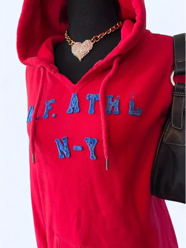 Vintage Y2K Abercrombie & Fitch Preppy Collegiate 00s Red Hoodie size small - Image 2