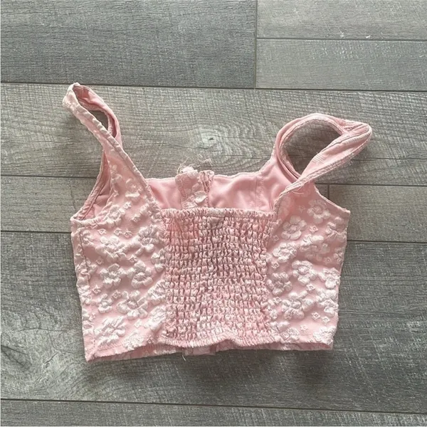 Wild Fable Pink Floral Lace Corset Crop Tank Top Size XS. - Image 4