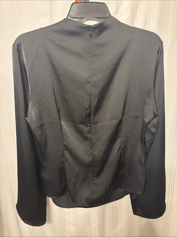 H&M Black Satin Long-Sleeve Blouse - Image 5