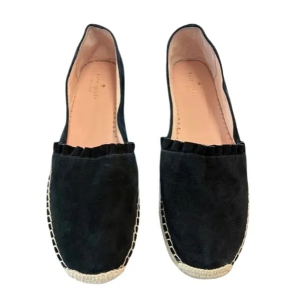 Kate Spade Black Suede Leather‎ Espadrille Flats Womens Size 10M - Image 2