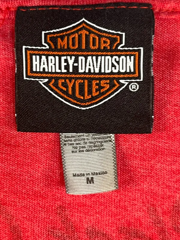 Harley Davidson Black Gold Allen TX Flame Script Women’s V-Neck Shirt Medium - Image 7