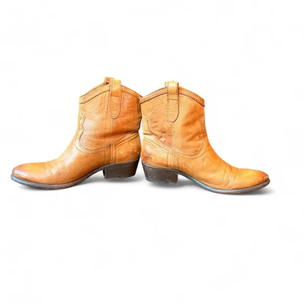 Frye Women’s Brown Leather Western Cowboy Ankle Boots Size 7 B Vintage Style - Image 6