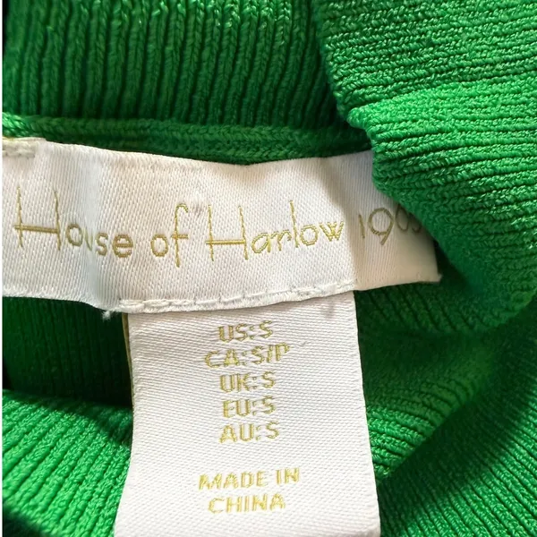 HOUSE OF HARLOW 1960‎ Kelly Green Mock Neck Ribbed Knit Top NWOT Size Small - Image 7