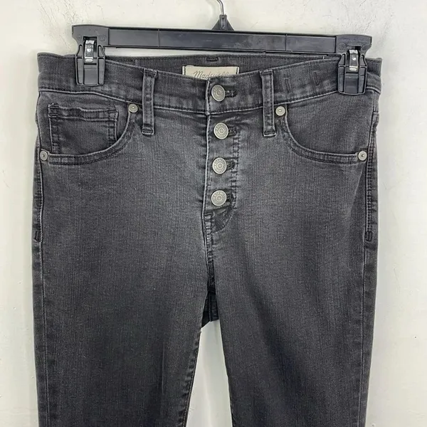 Madewell 9” Mid Rise Black Women’s Jeans Button Fly raw hem waist 25” - Image 2