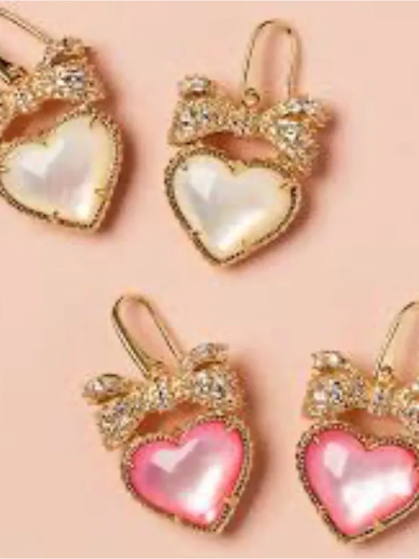 Kendra Scott HAISLEY HEART DROP EARRINGS GOLD BLUSH IVORY MOTHER OF PEARL - Image 6