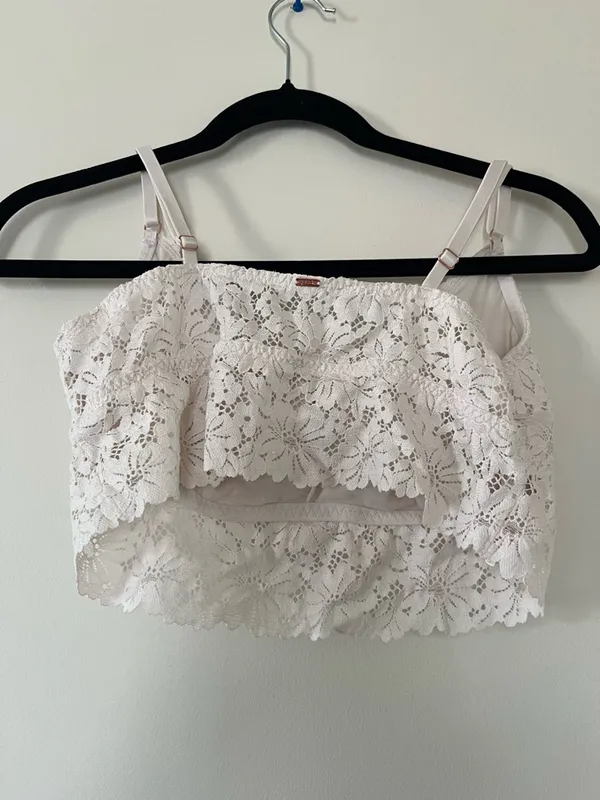 PINK Victoria's Secret White Lace Floral Bralette XXL Coquette Feminine Romantic - Image 3