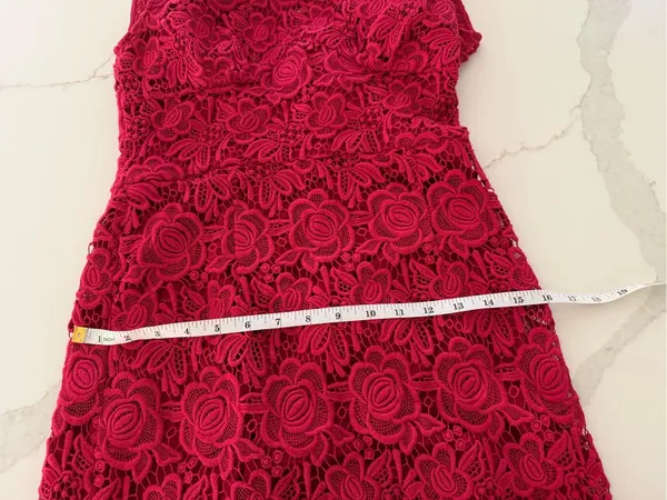 Tracy Reese Red Floral Lace High-Low Dress - Image 12