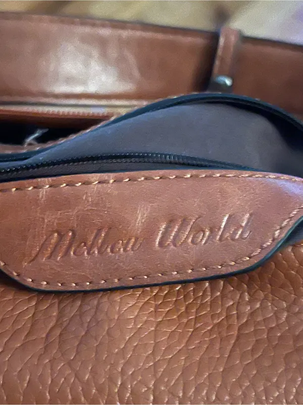 Mellow World Vegan Leather Shoulder Bag Brown Chain Trim PETA Approved - Image 9